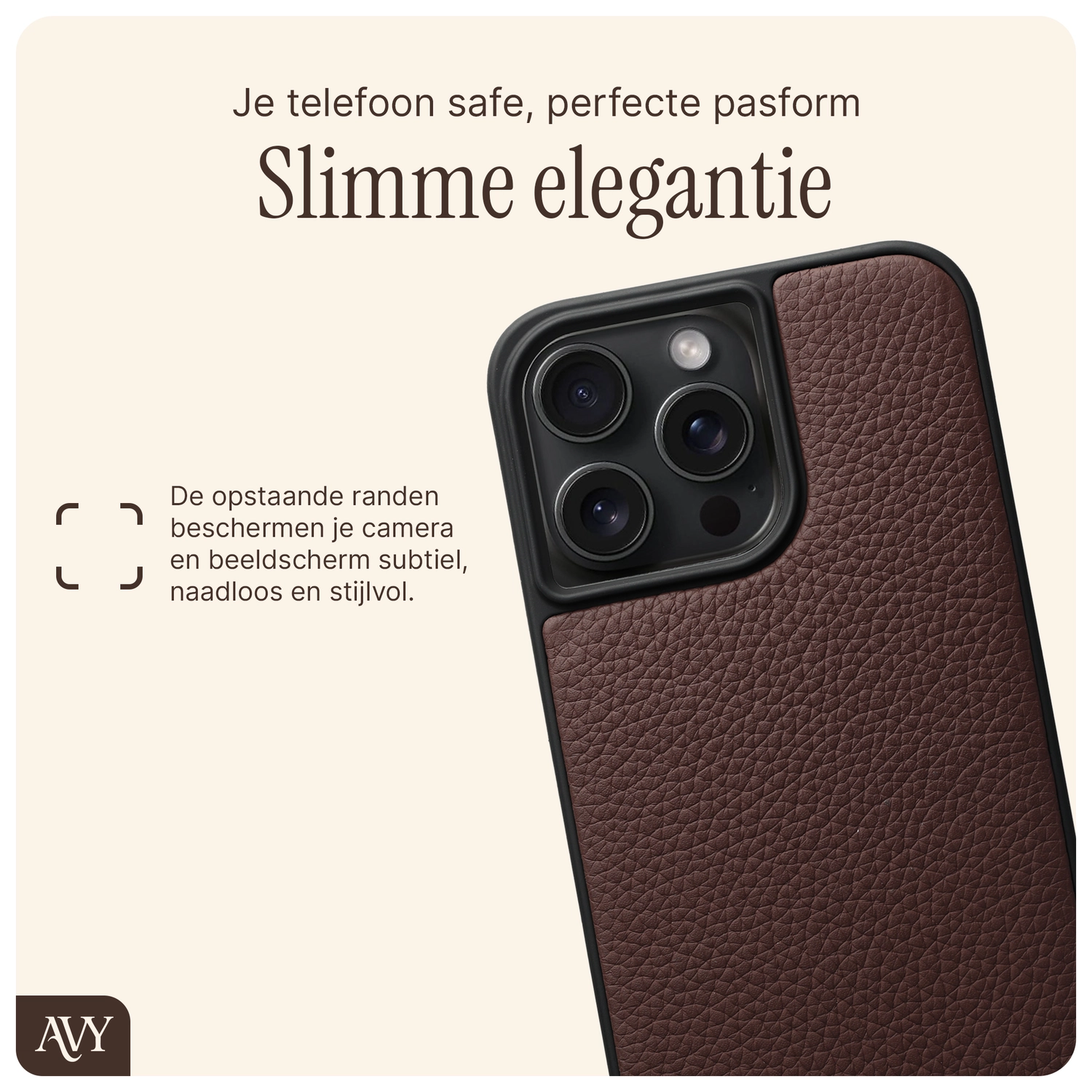 AVY Apple iPhone 14 Pro Max Hoesje met Koord Haakjes MagSafe Leer Chocolate afbeelding 9