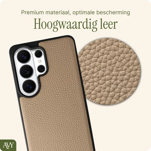 AVY Samsung Galaxy S26 Ultra Hoesje met Koord Haakjes MagSafe Leer Beige afbeelding 4