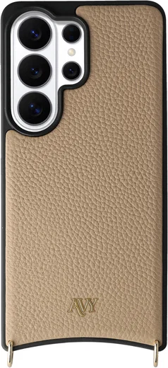 AVY Samsung Galaxy S26 Ultra Hoesje met Koord Haakjes MagSafe Leer Beige afbeelding 1