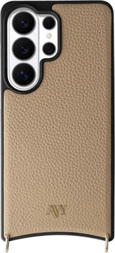 AVY Samsung Galaxy S26 Ultra Hoesje met Koord Haakjes MagSafe Leer Beige
