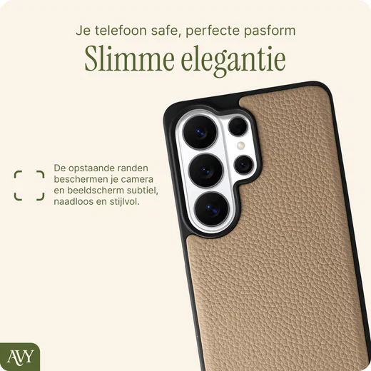 AVY Samsung Galaxy S26 Ultra Hoesje met Koord Haakjes MagSafe Leer Beige afbeelding 5
