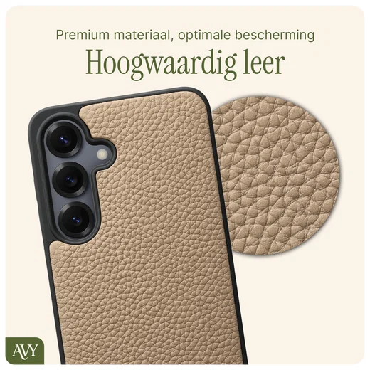 AVY Samsung Galaxy S25 / S24 Hoesje met Koord Haakjes MagSafe Leer Beige afbeelding 7