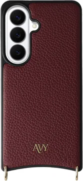 AVY Samsung Galaxy S26 Hoesje met Koord Haakjes MagSafe Leer Burgundy