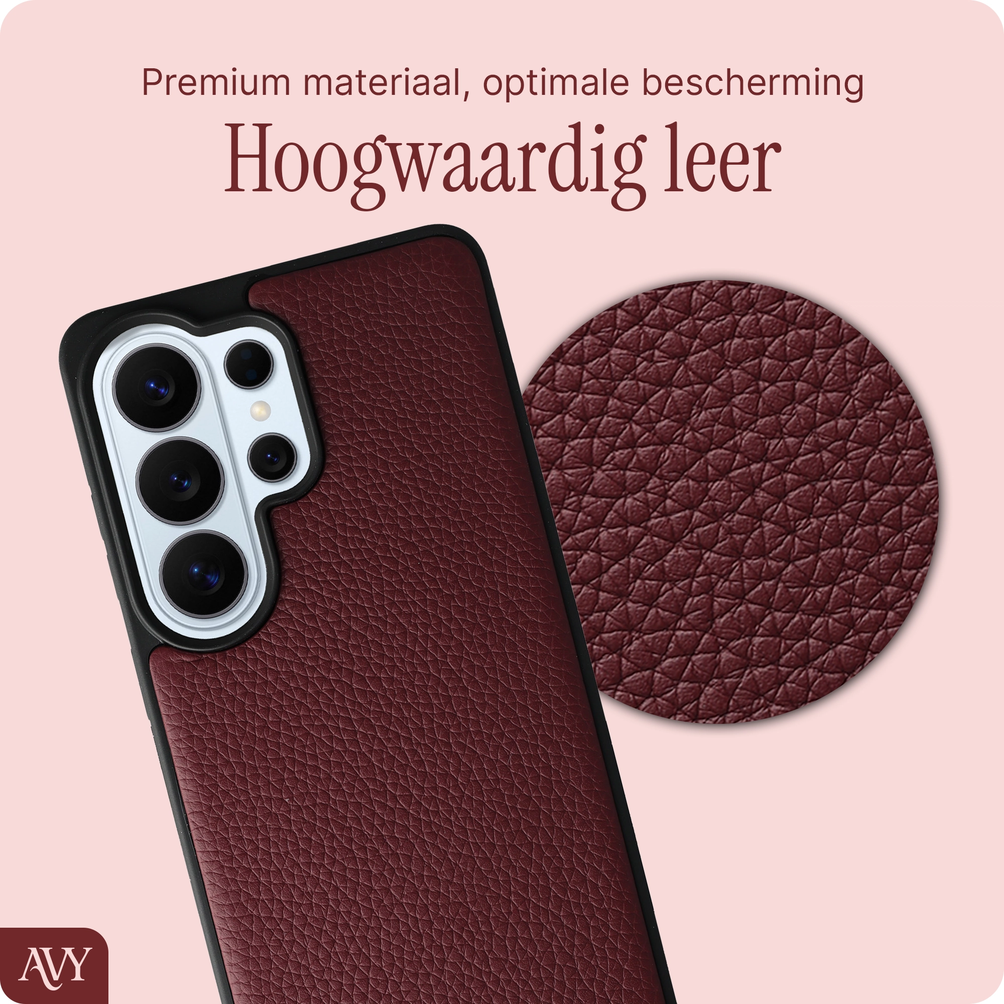 AVY Samsung Galaxy S26 Ultra Hoesje met Koord Haakjes MagSafe Leer Burgundy afbeelding 4