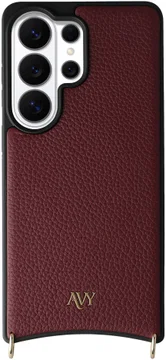 AVY Samsung Galaxy S26 Ultra Hoesje met Koord Haakjes MagSafe Leer Burgundy