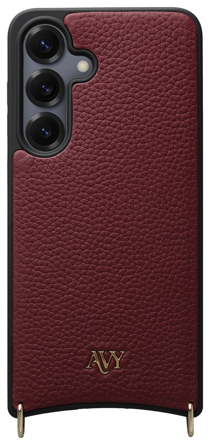 AVY Samsung S25 Plus / S24 Plus Hoesje met Koord Haakjes MagSafe Leer Burgundy afbeelding 1