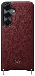 AVY Samsung S25 Plus / S24 Plus Hoesje met Koord Haakjes MagSafe Leer Burgundy afbeelding