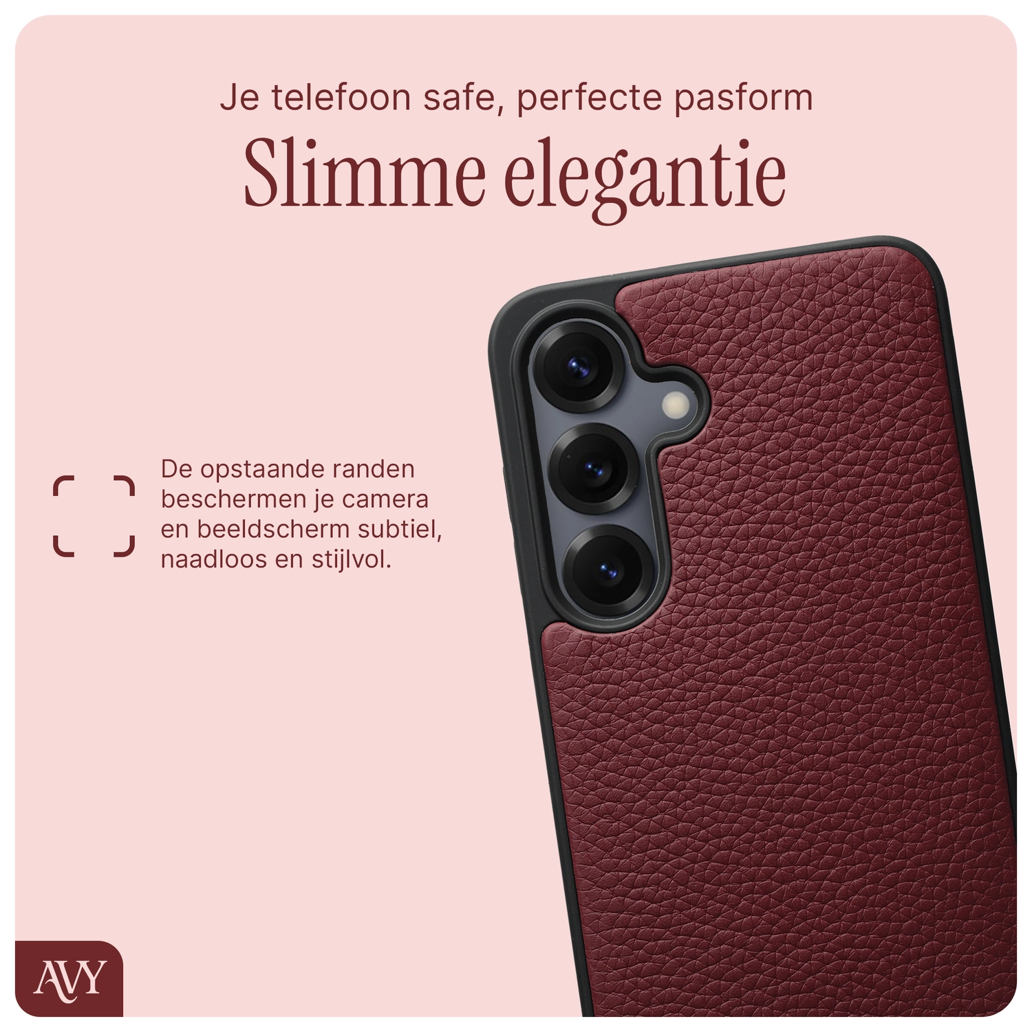 AVY Samsung S25 Plus / S24 Plus Hoesje met Koord Haakjes MagSafe Leer Burgundy afbeelding 6