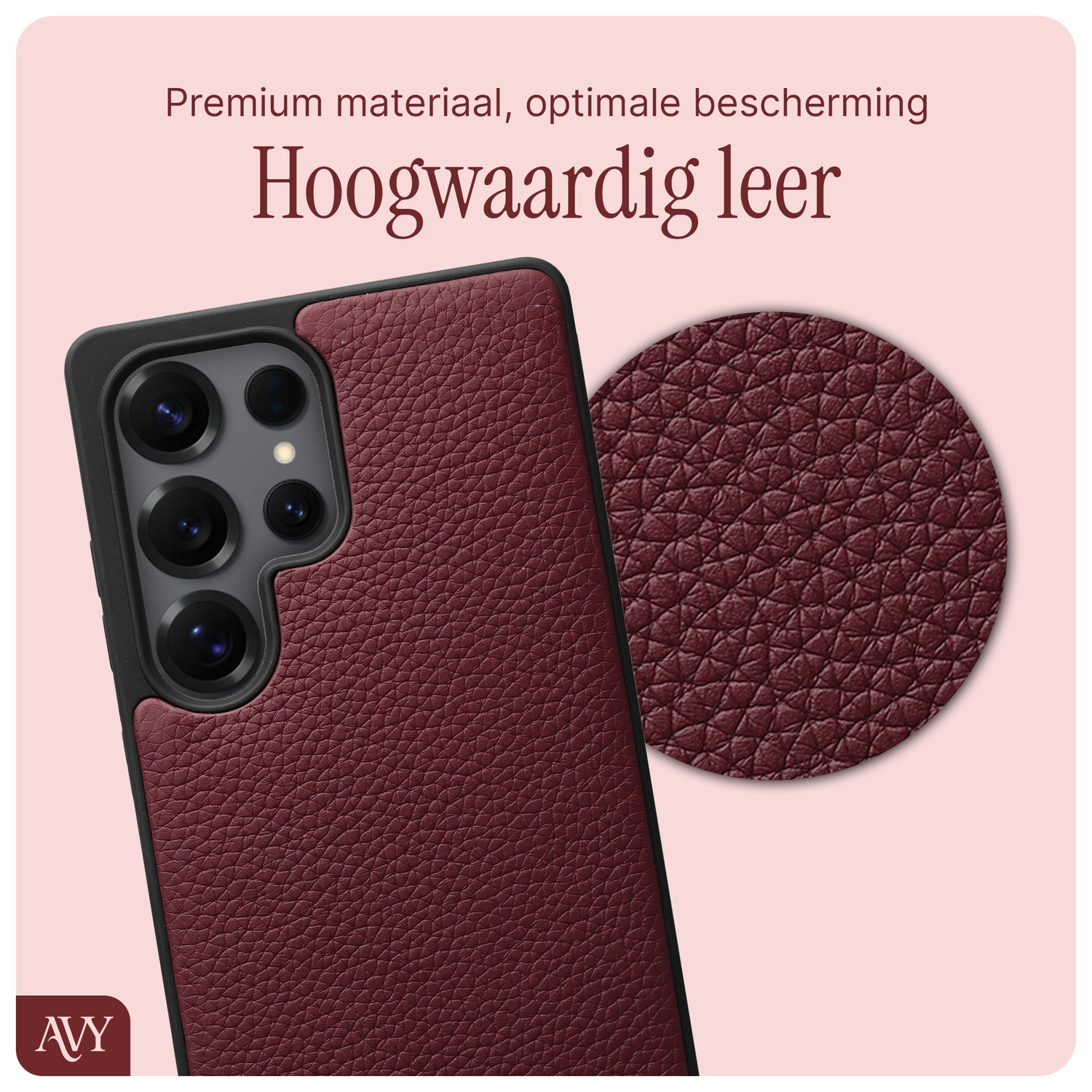 AVY Samsung Galaxy S25 Ultra Hoesje met Koord Haakjes MagSafe Leer Burgundy afbeelding 7