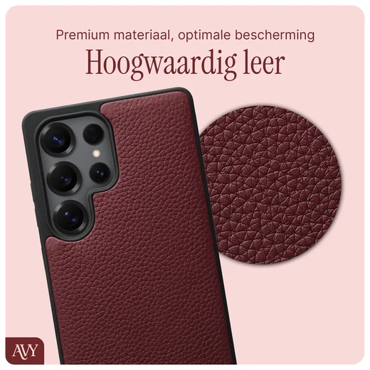 AVY Samsung Galaxy S25 Ultra Hoesje met Koord Haakjes MagSafe Leer Burgundy afbeelding 7