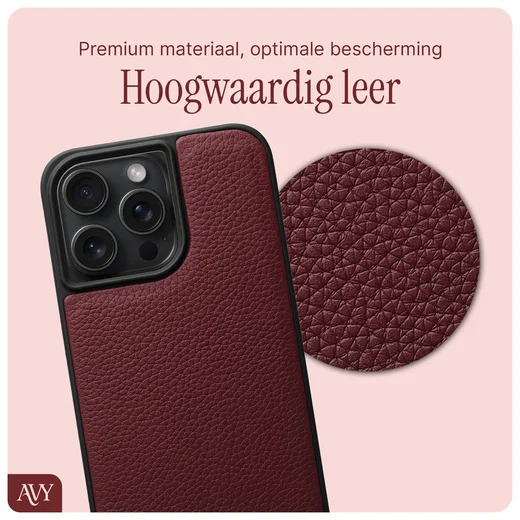 AVY Apple iPhone 15 Pro Max Hoesje met Koord Haakjes MagSafe Leer Burgundy afbeelding 7