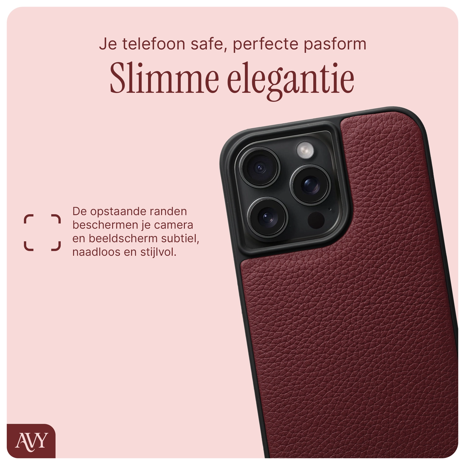 AVY Apple iPhone 15 Pro Max Hoesje met Koord Haakjes MagSafe Leer Burgundy afbeelding 8