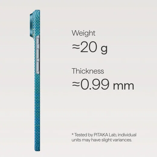 PITAKA Ultra-Slim iPhone 17 Hoesje 600D MagSafe Ultra Dun Lucid Blue afbeelding 5