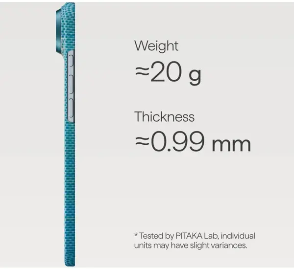 PITAKA Ultra-Slim Apple iPhone Air Hoesje 600D MagSafe Ultra Dun Blauw afbeelding 3