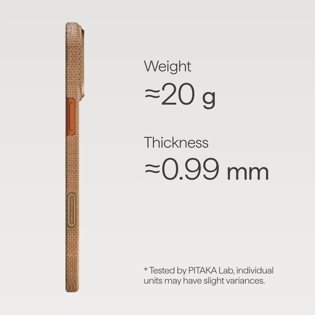 PITAKA Ultra-Slim iPhone 17 Pro Hoesje 600D MagSafe Ultra Dun Golden Glint afbeelding 3