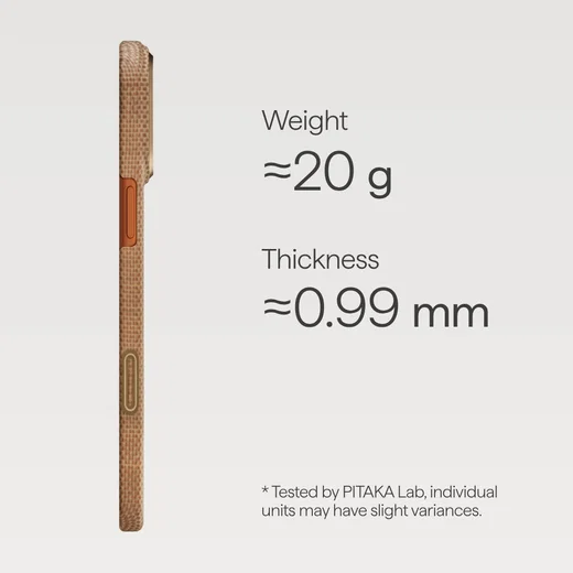 PITAKA Ultra-Slim iPhone 17 Pro Hoesje 600D MagSafe Ultra Dun Golden Glint afbeelding 3