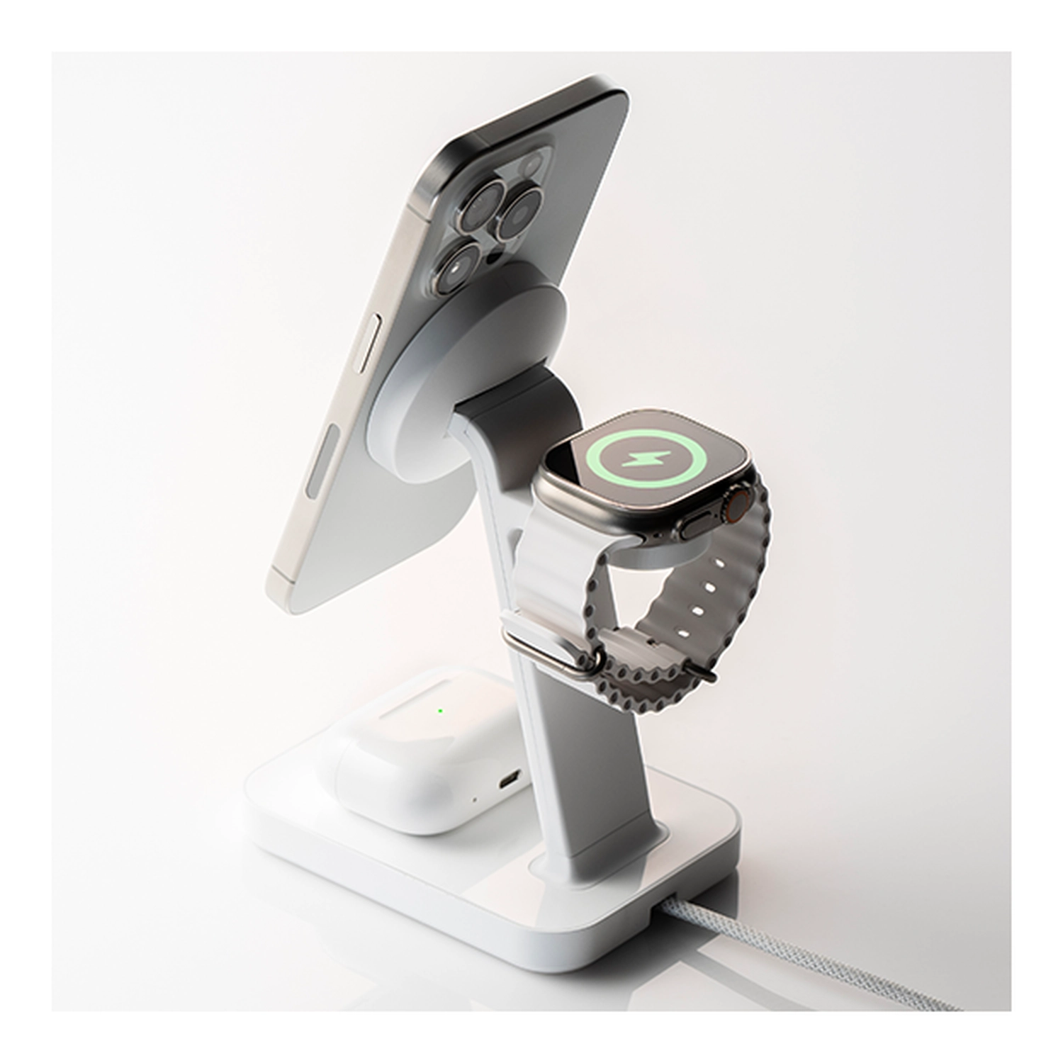 ZAGG Snap+ 3-in-1 Qi2 15W Draadloze MagSafe Oplader Standaard Wit afbeelding 5