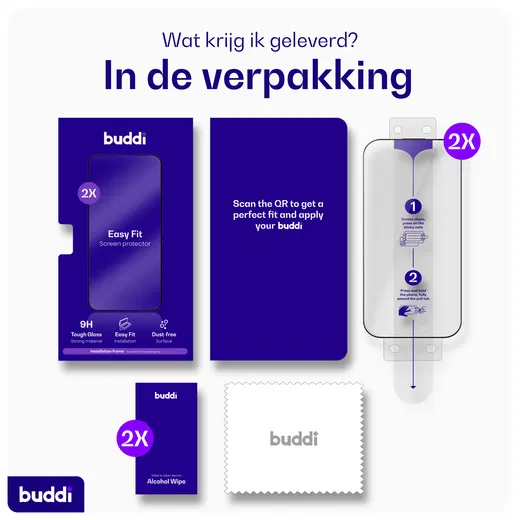Buddi Easy Fit iPhone 14 Pro Tempered Glass met Installatietray (2-Pack) afbeelding 9