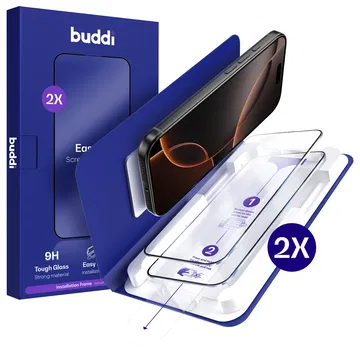 Buddi Easy Fit iPhone 16 Pro Max Tempered Glass met Installatietray (2-Pack)