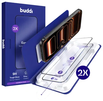 Buddi Easy Fit iPhone 17 Pro Tempered Glass met Installatietray (2-Pack)