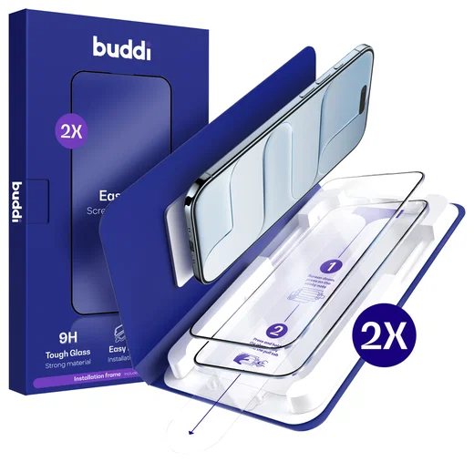 Buddi Easy Fit iPhone Air Tempered Glass met Installatietray (2-Pack) afbeelding 1
