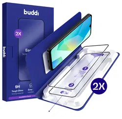 Buddi Easy Fit Samsung A16 / A17 Tempered Glass met Installatietray (2-Pack) afbeelding