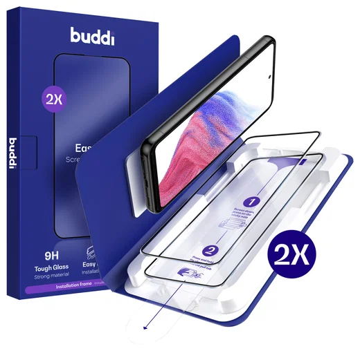 Buddi Easy Fit Samsung Galaxy A54 Tempered Glass met Installatietray (2-Pack) afbeelding 1