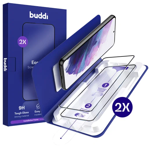 Buddi Easy Fit Samsung Galaxy S21 Tempered Glass met Installatietray (2-Pack) afbeelding 1