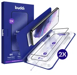 Buddi Easy Fit Samsung Galaxy S21 Tempered Glass met Installatietray (2-Pack) afbeelding