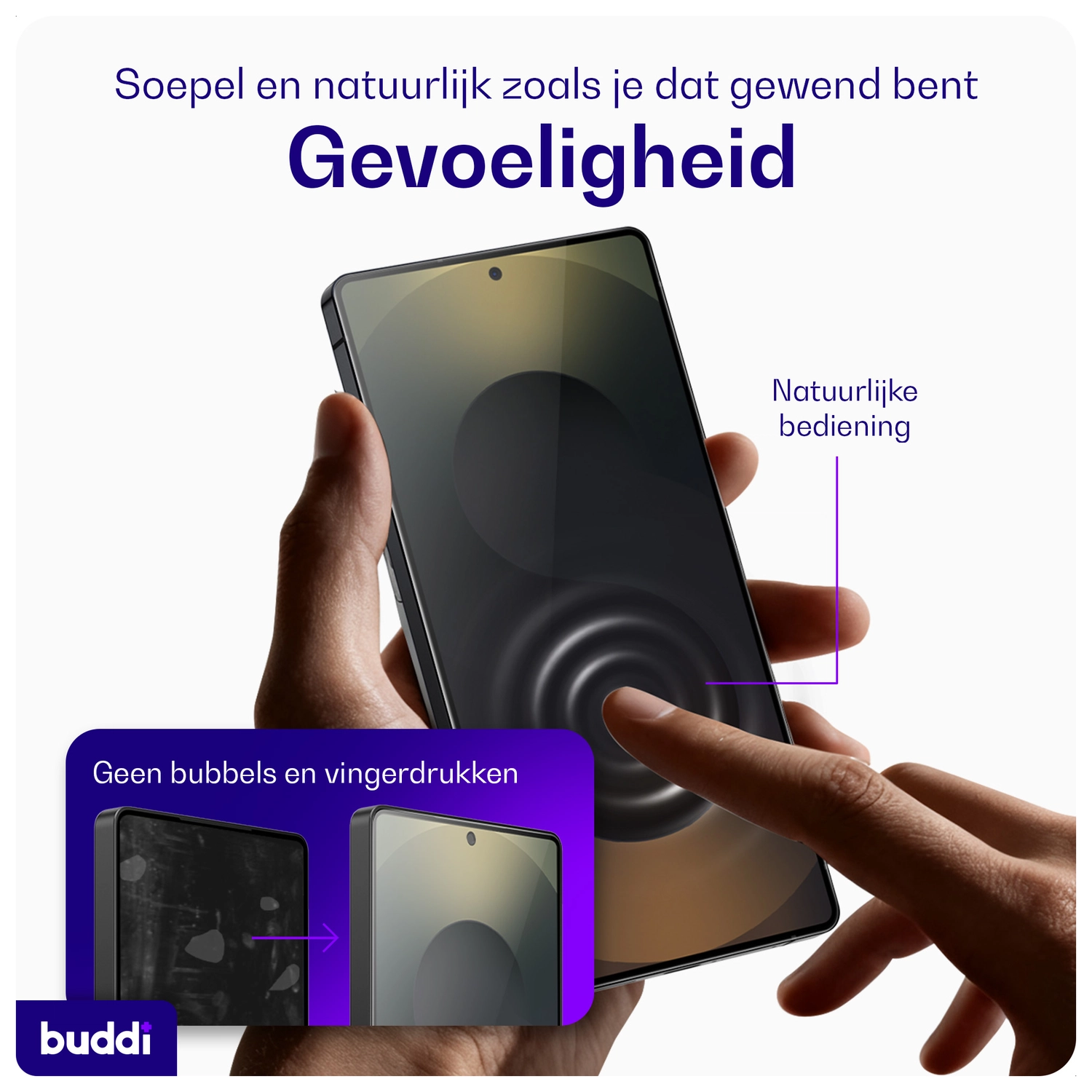 Buddi Easy Fit Samsung S24 Plus/S25 Plus Tempered Glass Installatietray (2-Pack) afbeelding 7