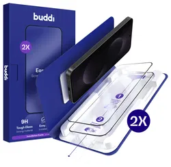 Buddi Easy Fit Samsung S25 Edge Tempered Glass met Installatietray (2-Pack) afbeelding