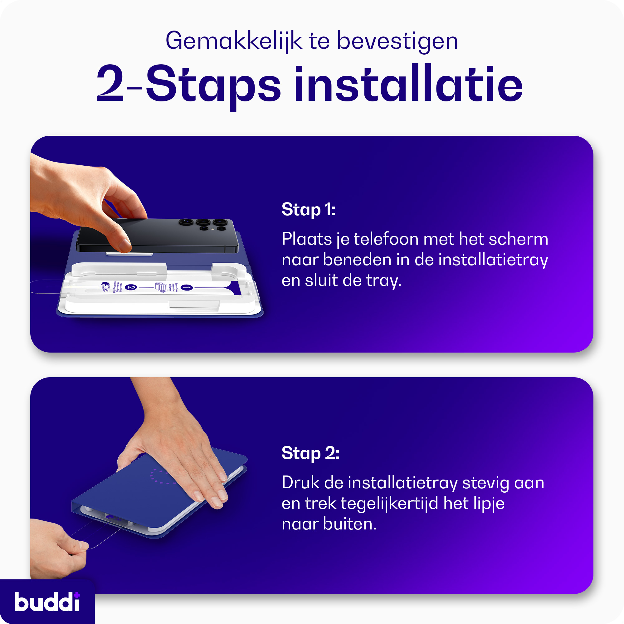 Buddi Easy Fit Samsung Galaxy S26+ Tempered Glass met Installatietray (2-Pack) afbeelding 5
