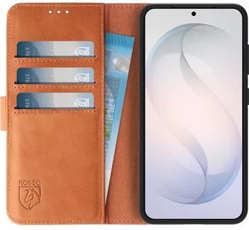 Rosso Deluxe Samsung Galaxy S26 Plus Hoesje Echt Leer Book Case Bruin