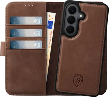 Rosso Elite Samsung S26 Plus Hoesje met MagSafe Book Case Echt Leer Bruin