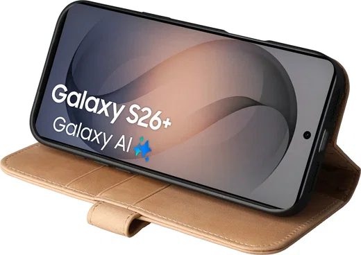 Rosso Elite Samsung S26 Plus Hoesje met MagSafe Book Case Echt Leer Lichtbruin afbeelding 13