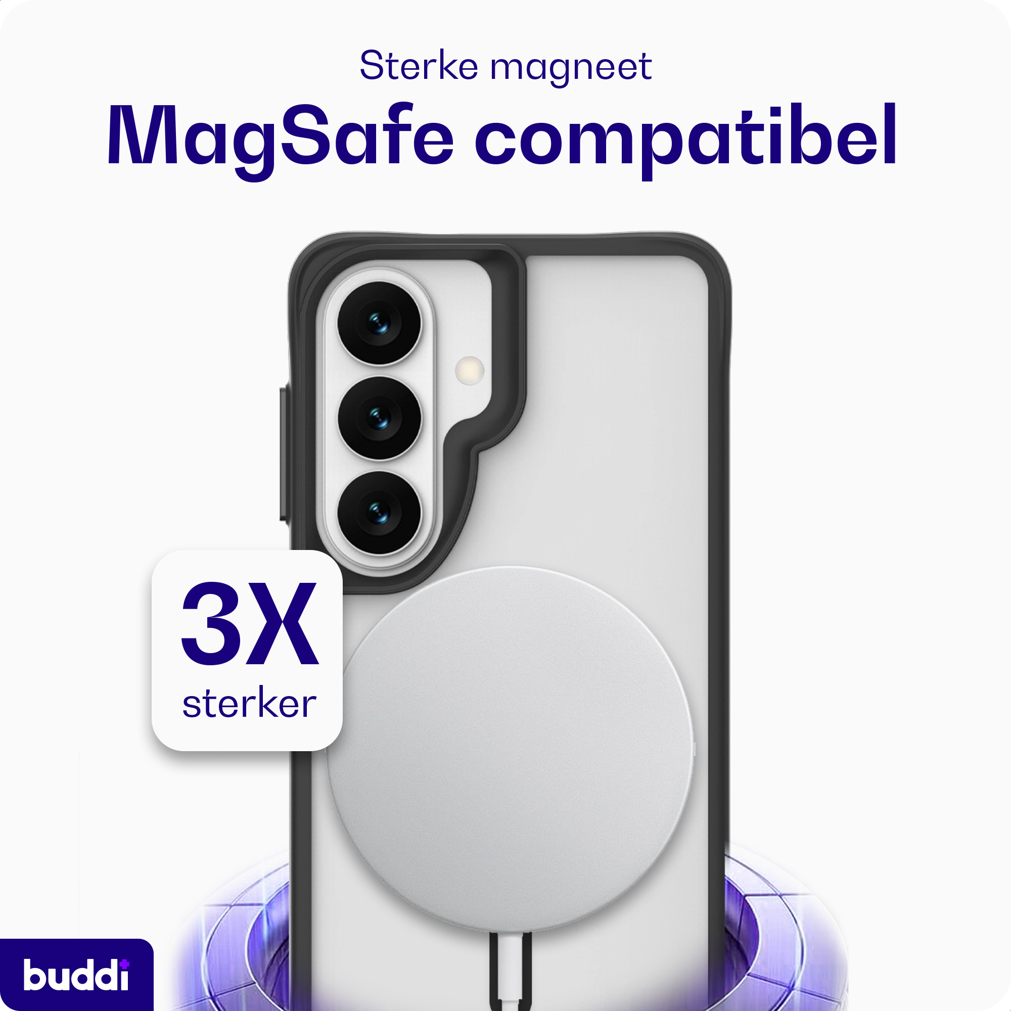 Buddi Hybrid Samsung Galaxy S26 Hoesje MagSafe Matte Zwart afbeelding 4