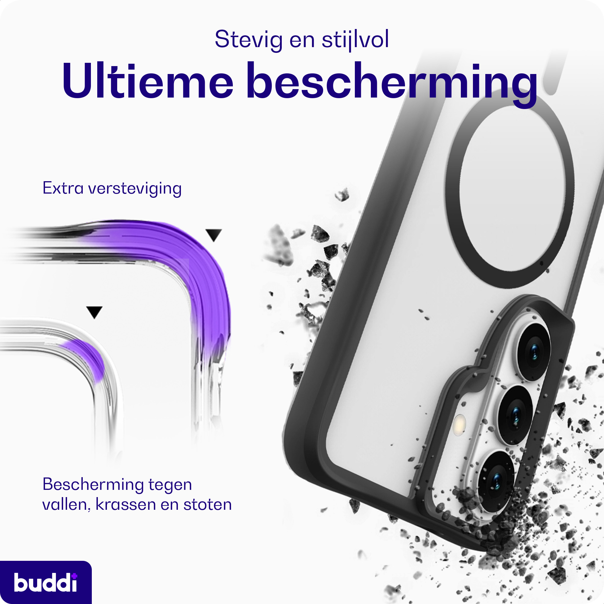 Buddi Hybrid Samsung Galaxy S26 Hoesje MagSafe Matte Zwart afbeelding 3