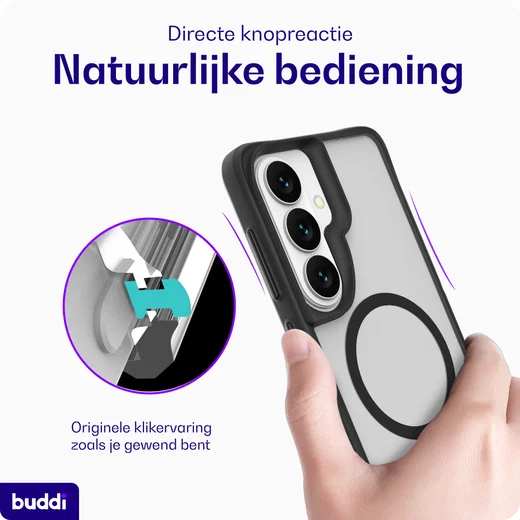 Buddi Hybrid Samsung Galaxy S26 Hoesje MagSafe Matte Zwart afbeelding 5