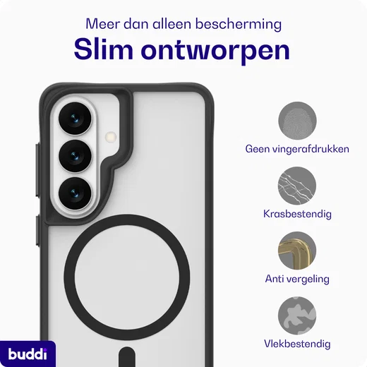 Buddi Hybrid Samsung Galaxy S26 Plus Hoesje MagSafe Matte Zwart afbeelding 7