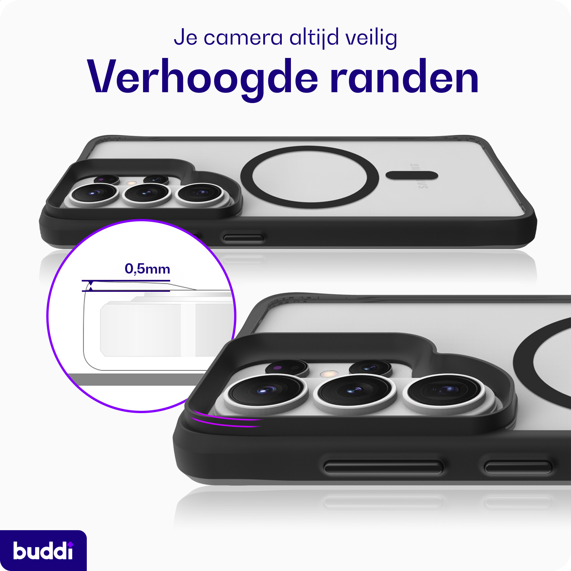 Buddi Hybrid Samsung Galaxy S26 Ultra Hoesje MagSafe Matte Zwart afbeelding 6