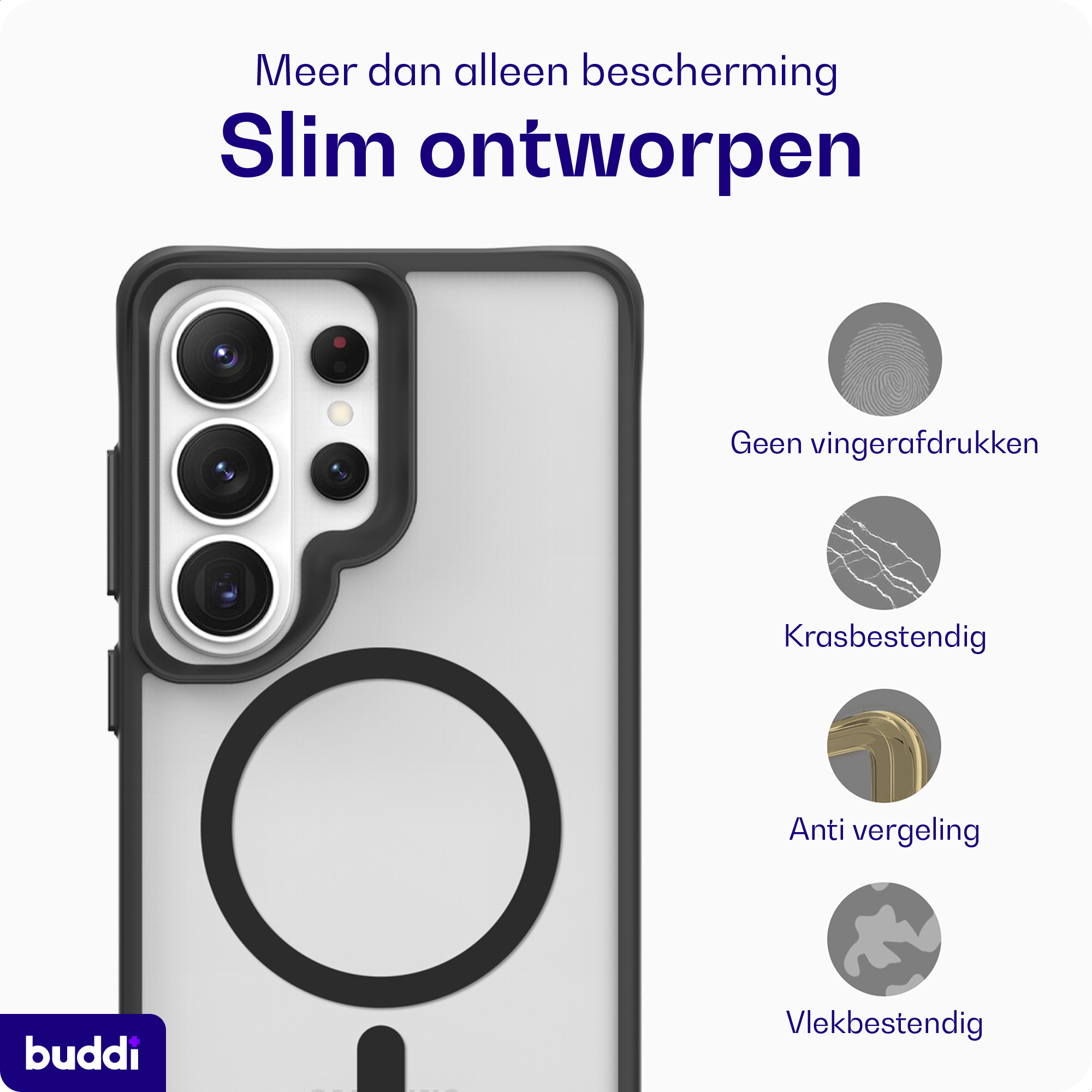 Buddi Hybrid Samsung Galaxy S26 Ultra Hoesje MagSafe Matte Zwart afbeelding 7