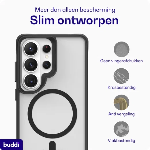 Buddi Hybrid Samsung Galaxy S26 Ultra Hoesje MagSafe Matte Zwart afbeelding 7