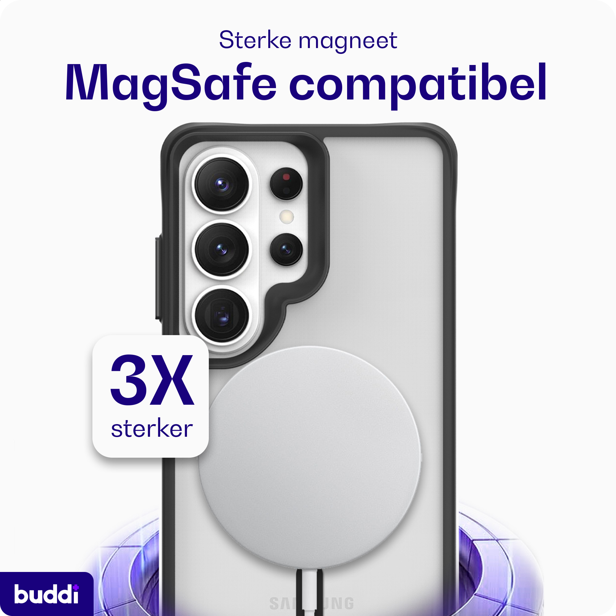 Buddi Hybrid Samsung Galaxy S26 Ultra Hoesje MagSafe Matte Zwart afbeelding 4