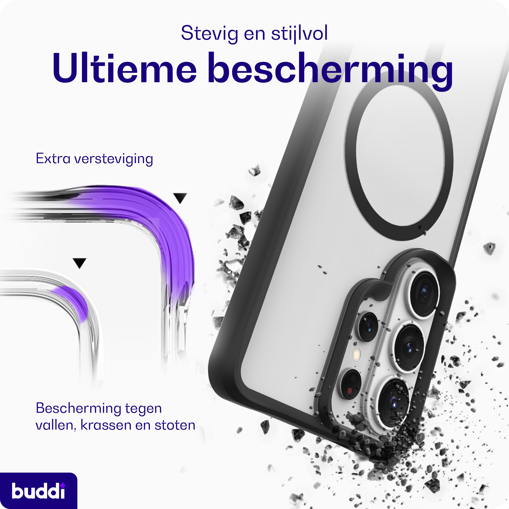 Buddi Hybrid Samsung Galaxy S26 Ultra Hoesje MagSafe Matte Zwart afbeelding 3