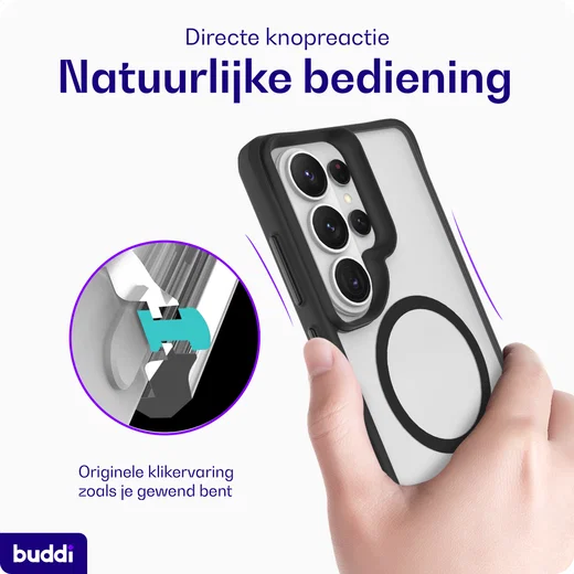 Buddi Hybrid Samsung Galaxy S26 Ultra Hoesje MagSafe Matte Zwart afbeelding 5