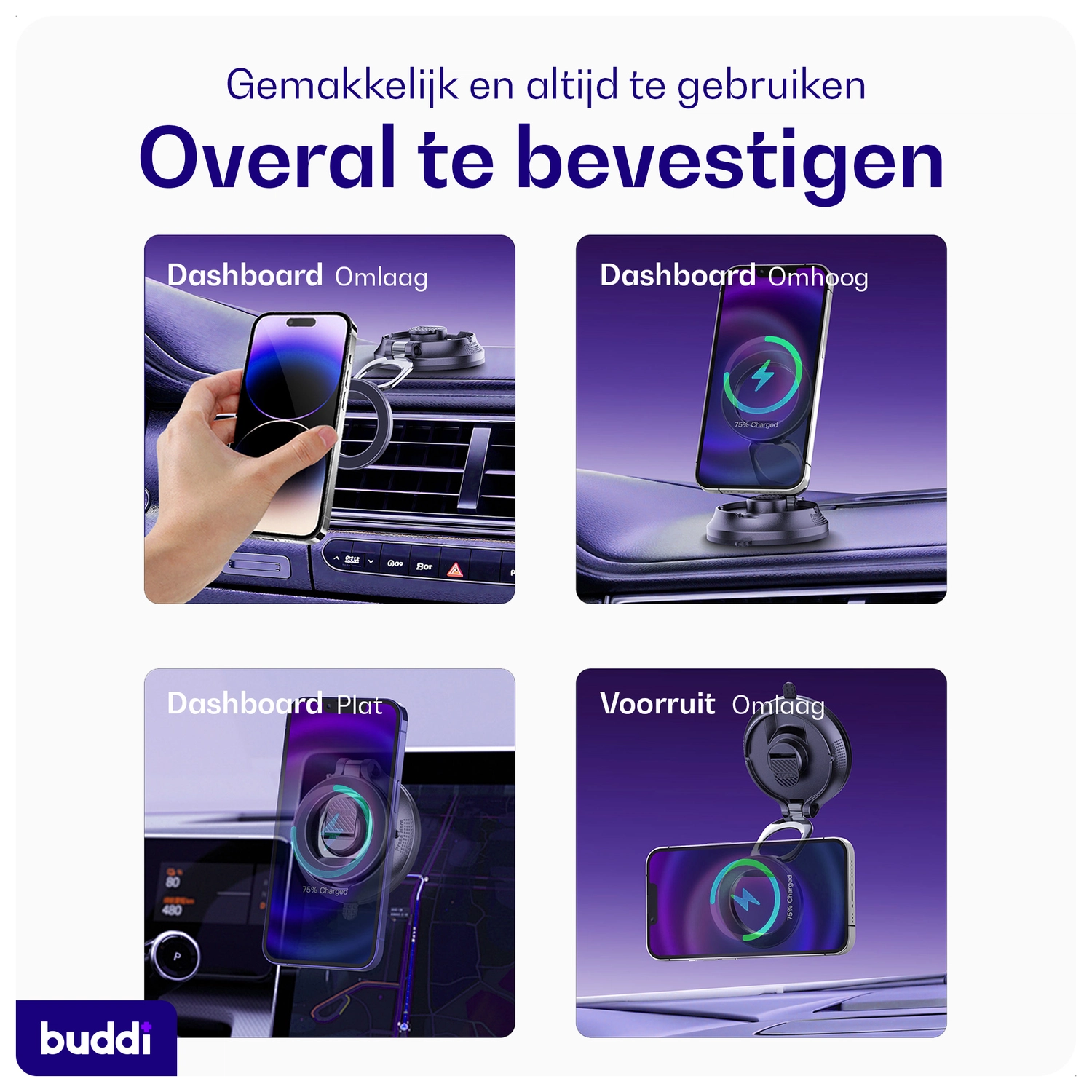 Buddi MagWay Universele MagSafe Telefoonhouder Auto Dashboard met Zuignap afbeelding 3