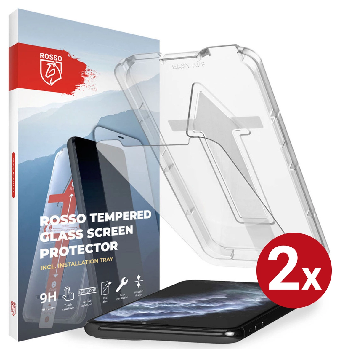 Rosso iPhone 11 Pro Max Tempered Glass met Installatietray (2-Pack) afbeelding 1