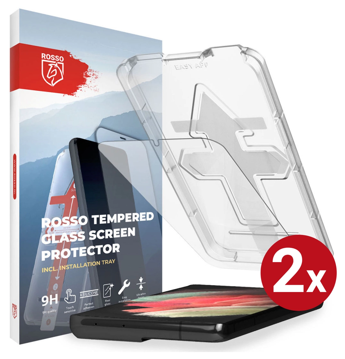 Rosso Samsung S21 Plus Tempered Glass met Installatietray (2-Pack) afbeelding 1
