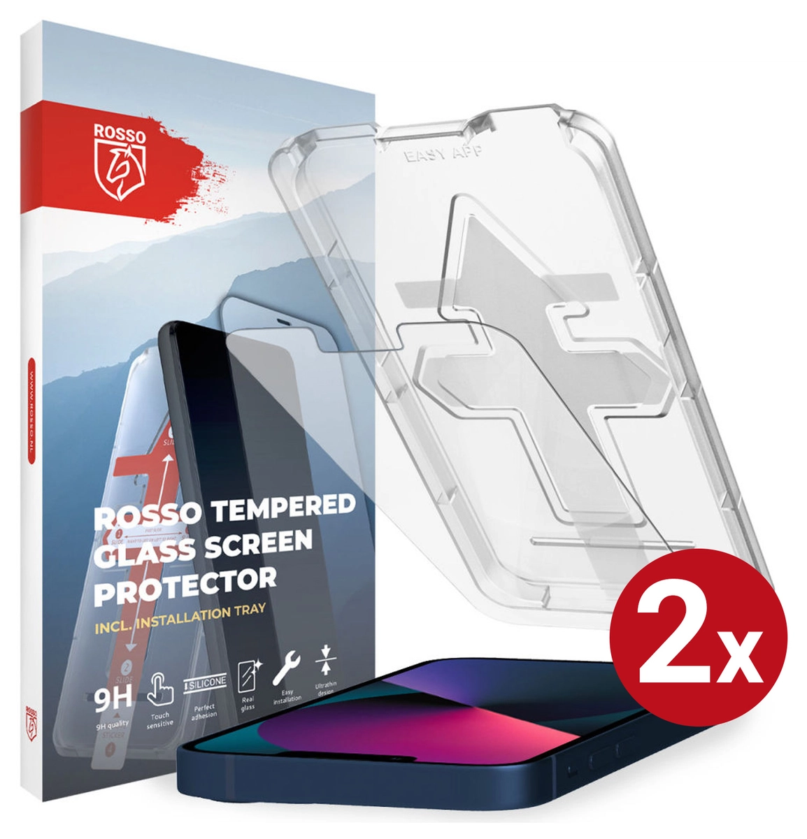 Rosso Apple iPhone 13 mini Tempered Glass met Installatietray (2-Pack) afbeelding 1