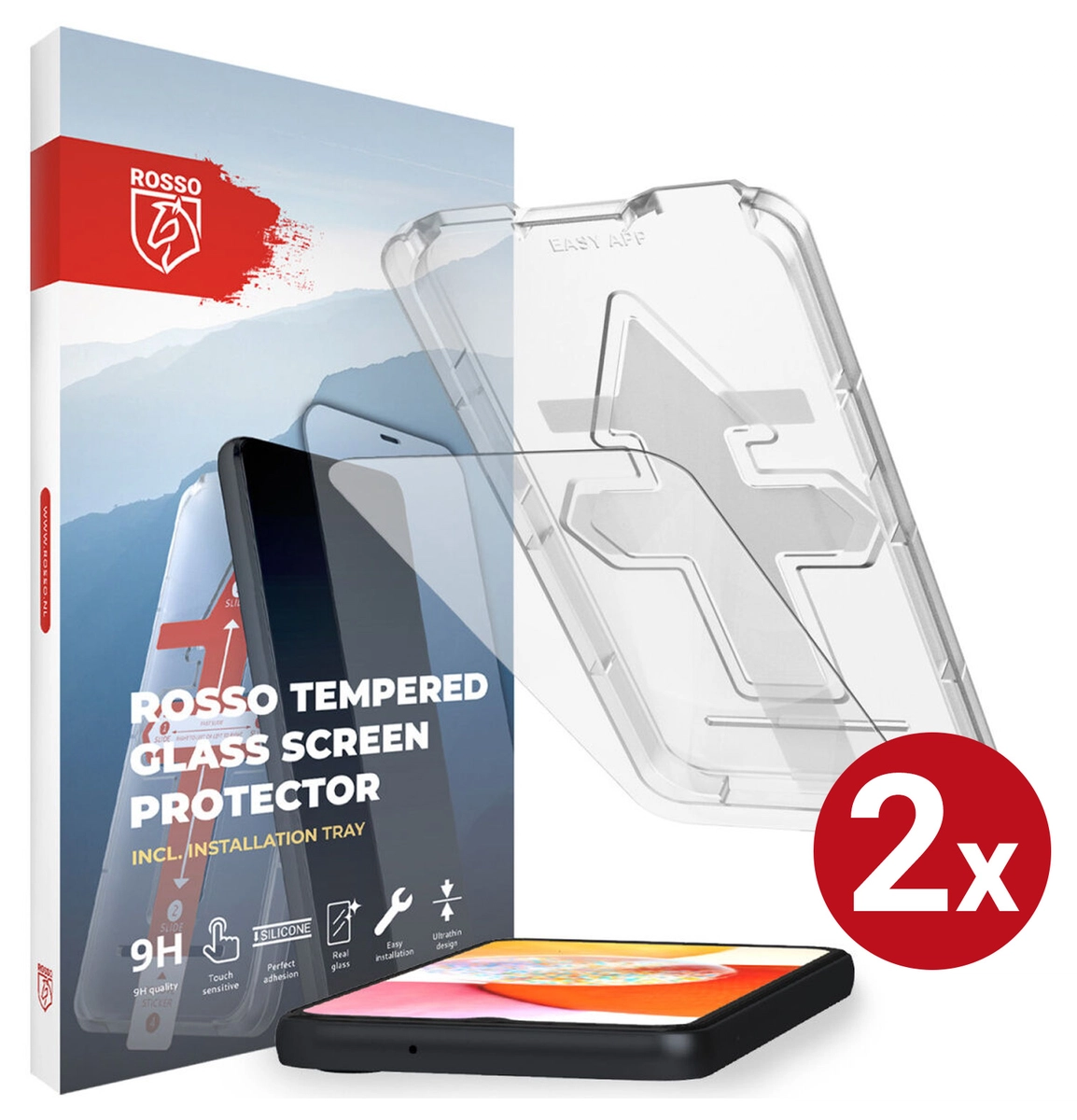 Rosso Samsung Galaxy A14 Tempered Glass met Installatietray (2-Pack) afbeelding 1